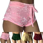 Женские бархатные шорты на шнуровке, повседневные обтягивающие шорты с высокой талией, зима-весна 2021