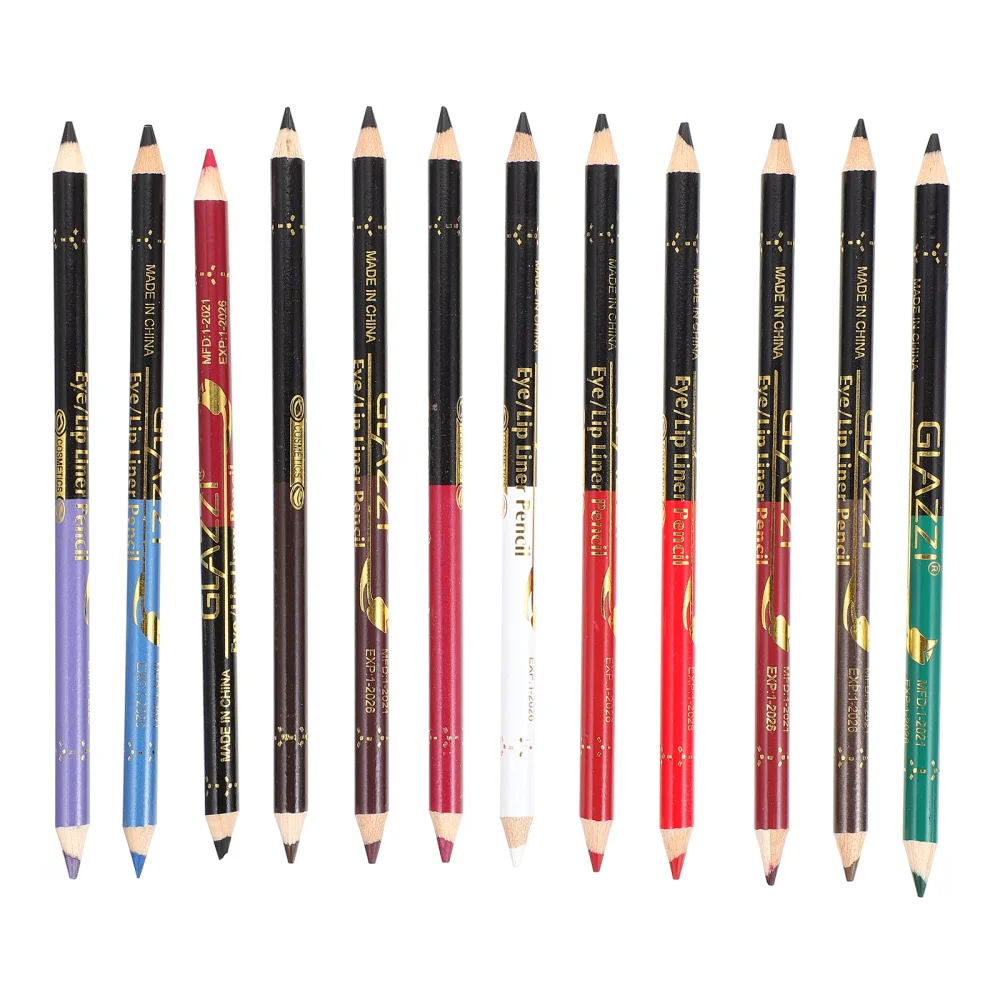

12pcs Makeup Pencil Waterproof Eyeliner Lip Liner Pencils with Sharpener