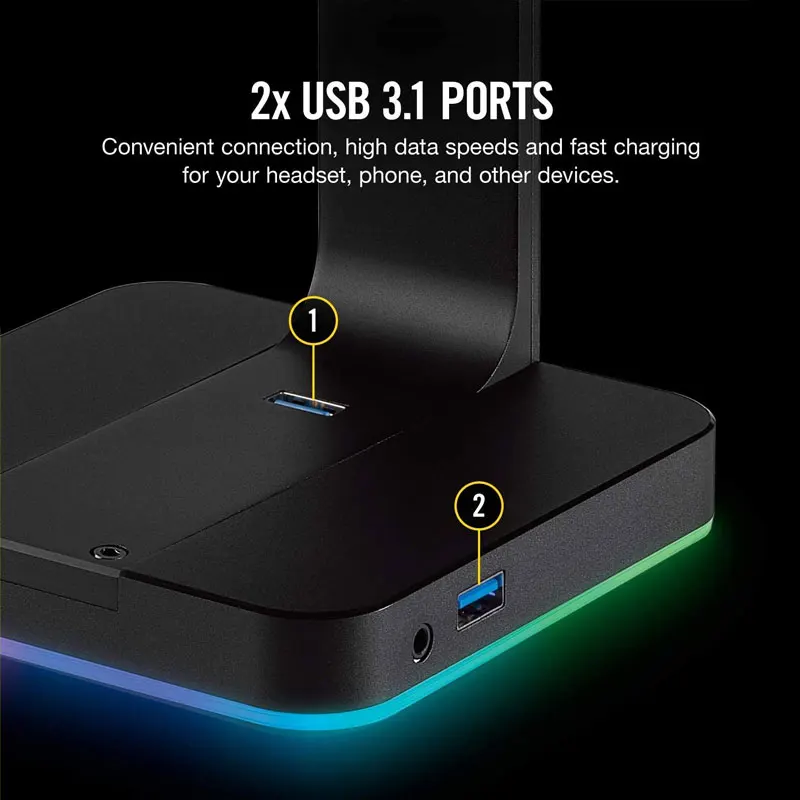 Высококачественная подставка для гарнитуры Corsair ST100 RGB с объемным звуком 7 1-3 5 мм и