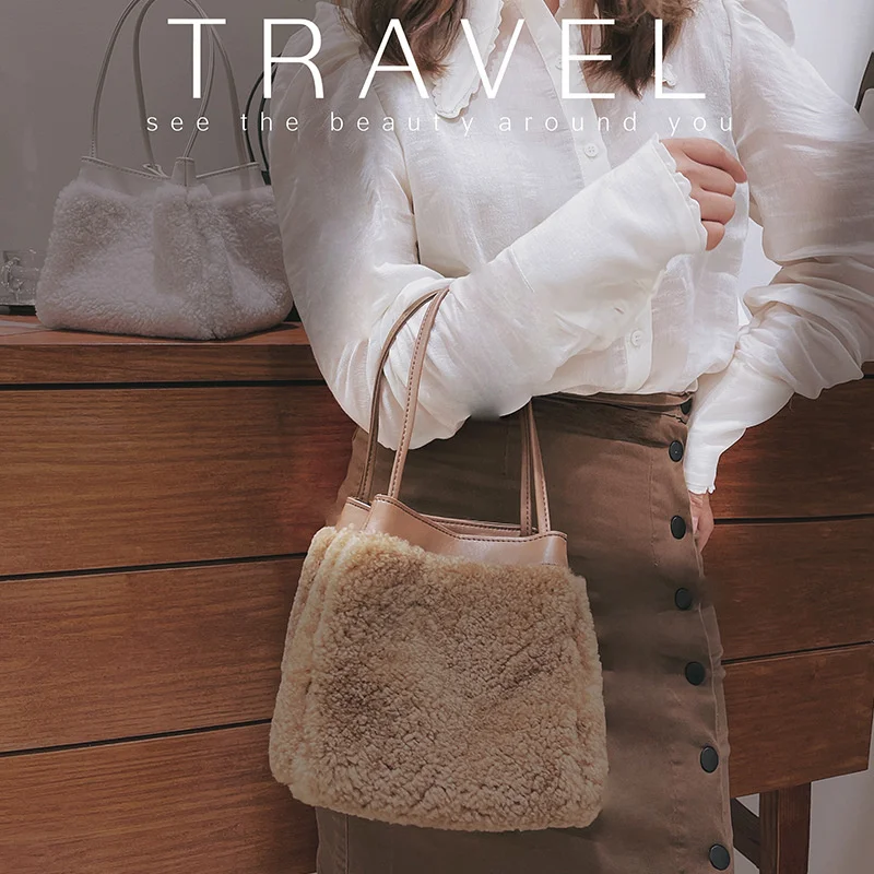 

Простая дизайнерская женская мягкая плюшевая сумка-хобо, сумки на плечо, зимний пушистый женский клатч, сумочка, модная женская сумочка, сум...