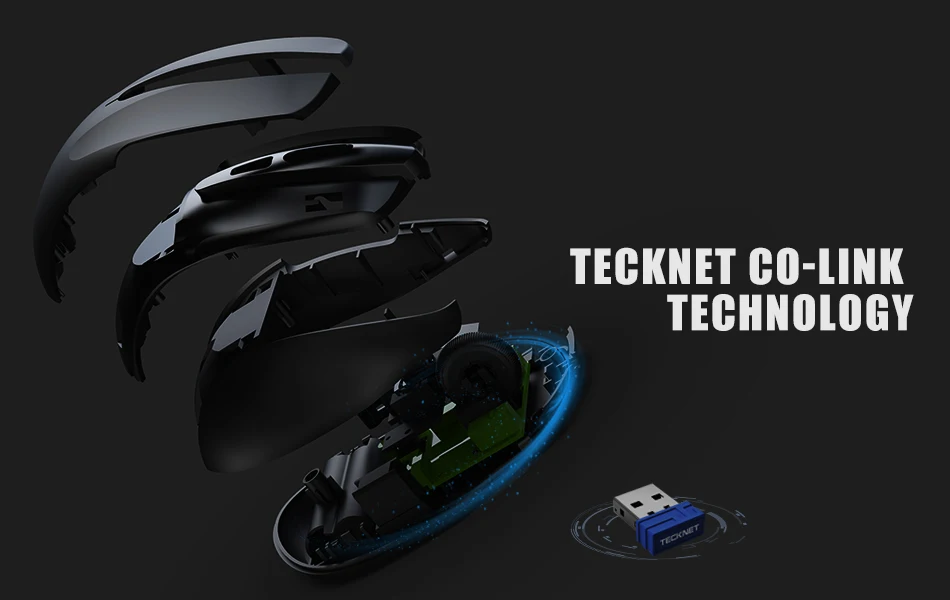 TeckNet USB 2,0 приемник беспроводная мышь 2600 dpi Регулируемая 2,4 GHz эргономичные мыши USB оптическая компьютерная мышь для ноутбука PC мышь
