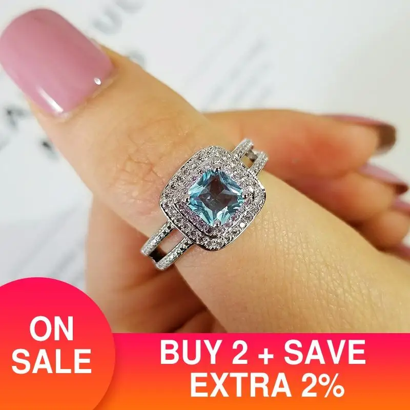 Женское Обручальное кольцо из серебра 925 пробы с цирконом розового и синего цвета