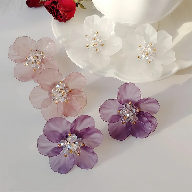

Holiday Style Exaggerated Dangle Earrings Elegant Flower Hanging Earrings Female Wedding Jewelry