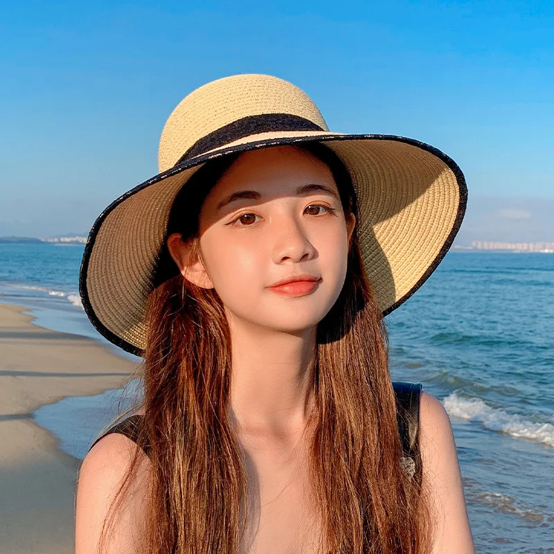

Новинка, европейские и американские кружевные ремешки с узелком, женские пляжные соломенные шляпы для отдыха, Солнцезащитная шляпа