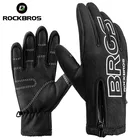 Велосипедные водонепроницаемые перчатки ROCKBROS, теплые Нескользящие митенки с закрытыми пальцами, для сенсорных экранов, для езды на мотоцикле и велосипеде, для зимы