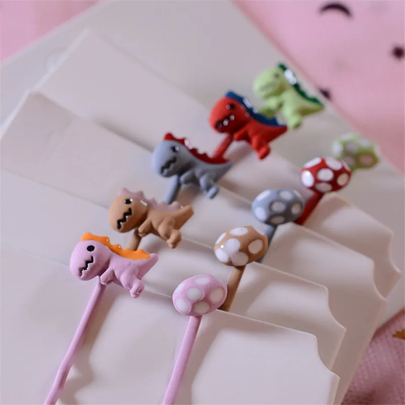 Красочная милая заколка для волос с изображением динозавра из мультфильма одним