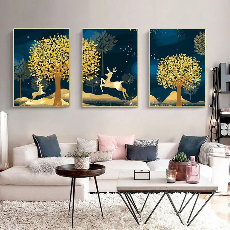 

GATYZTORY Oil Painting By Numbers Deer On Canvas Handmade Drawing Paints For Adults Animal Picture Coloring By Number Decoration