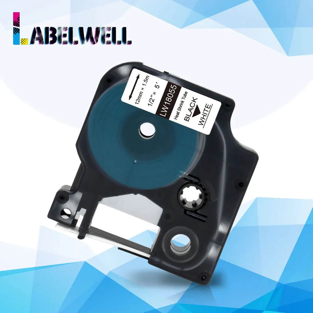 

Labelwell 18055 12 мм лента для принтера, черные на белом, промышленные термоусадочные трубки для принтера этикеток Dymo Rhino 4200 5000 5200 6000