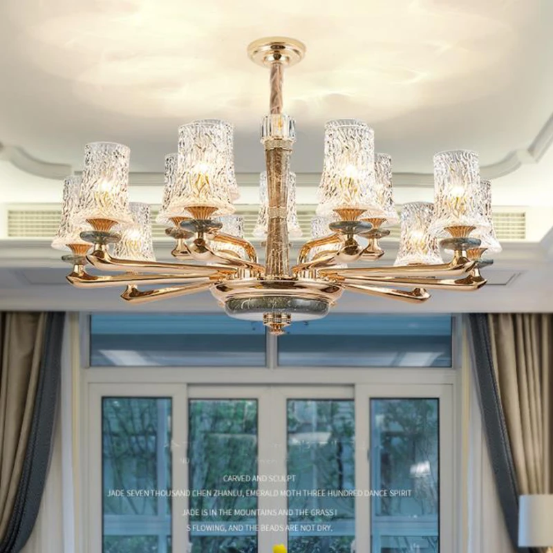 

American style LED crystal Chandelier light luxury copper drop lighting fixture vintage living room dinning room LED Chandelier