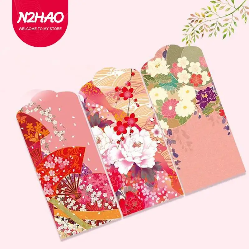 

10pcs Chinese Hongbao Lucky Money 2022 Happy New Year Red Envelope for Spring Festival Wedding Printed Envelope Bag