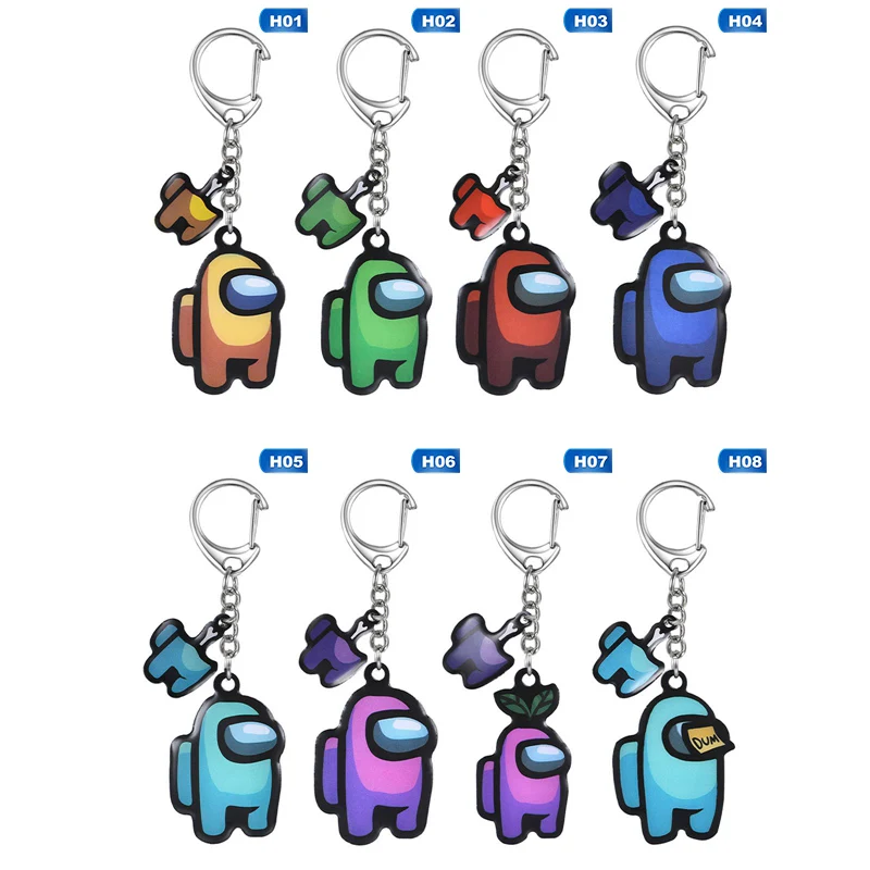 

1PCS New Games Among Us Keychain Acrylic Colourful Gift Keychains for Car Keys Decoration Accessories