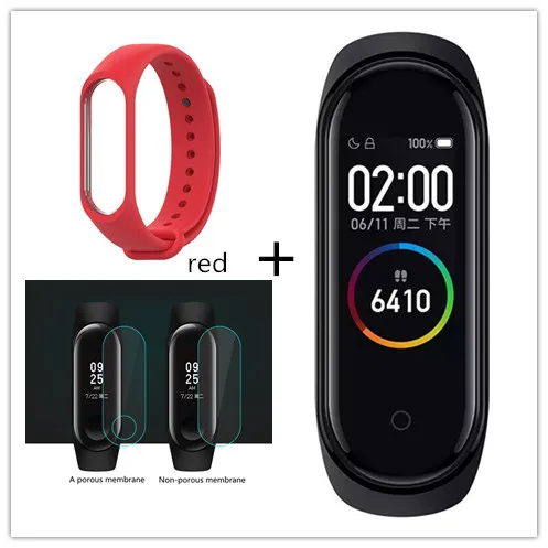 red Xiaomi mi смарт-браслет 4, 3 цвета, AMOLED экран, mi Band 4, Smartband, фитнес-браслет, Bluetooth, спортивный, водонепроницаемый, SM - Цвет: red
