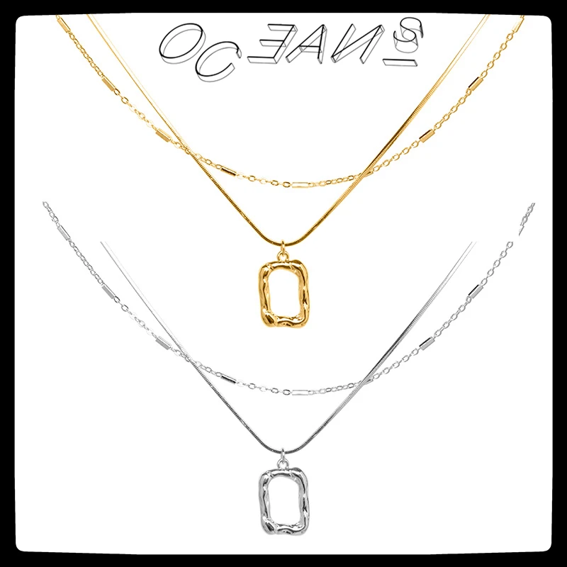 

SexMara 20FW New ABYB CHARMING Personality Temperament Double pendant clavicle chain Never fade Necklace For Women Girls Jewelry