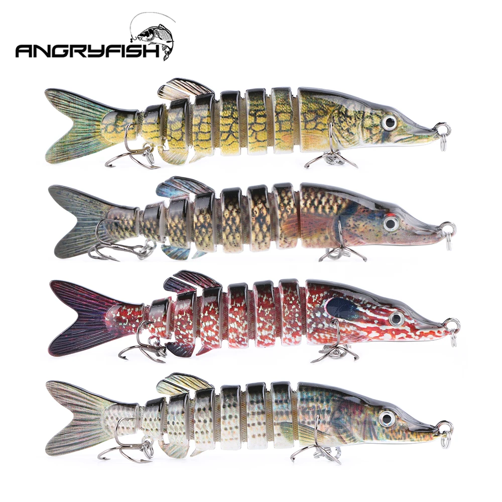 Фото Angryfish 1 шт. рыболовная приманка 8 сегментов приманка с Искусственные крючки реалистичные крючки приманка 4 цвета №5