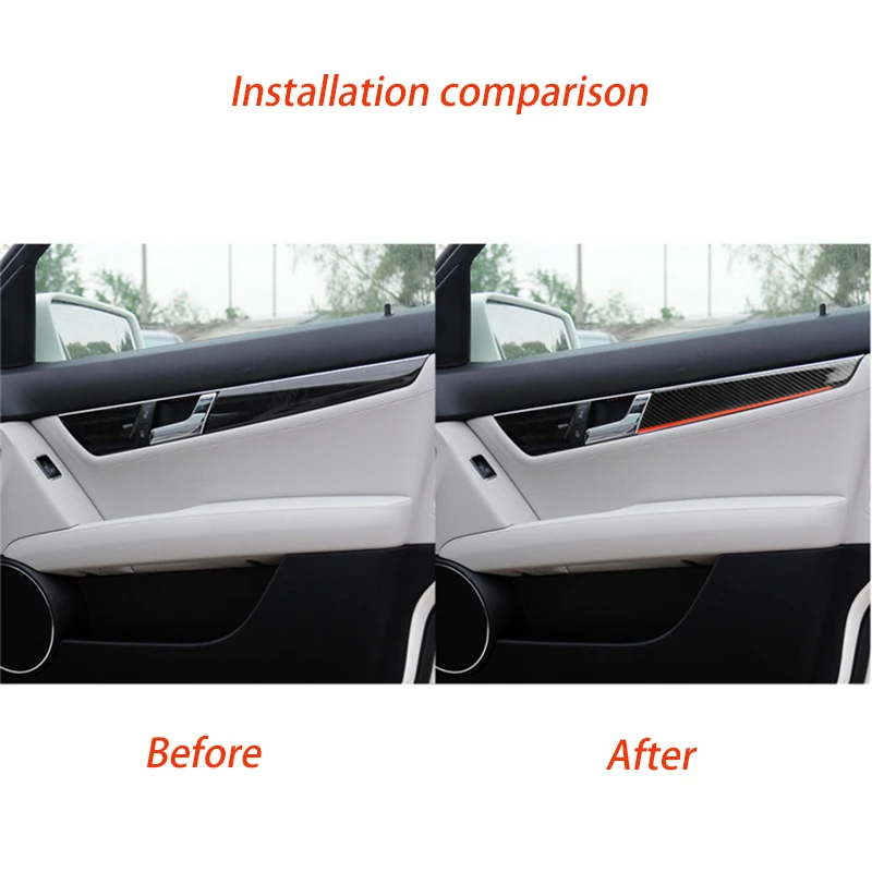 Углеродного волокна двери автомобиля ленты украшение для Mercedes Benz старых c класса