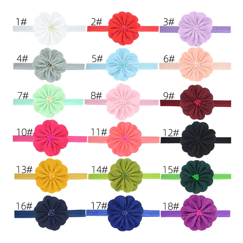 Diademas de flores para beb&eacute;s y ni&ntilde;as, bandana el&aacute;stica de nailon para reci&eacute;n nacidos, turbante, accesorios para envolver la cabeza, 1 unidad-2