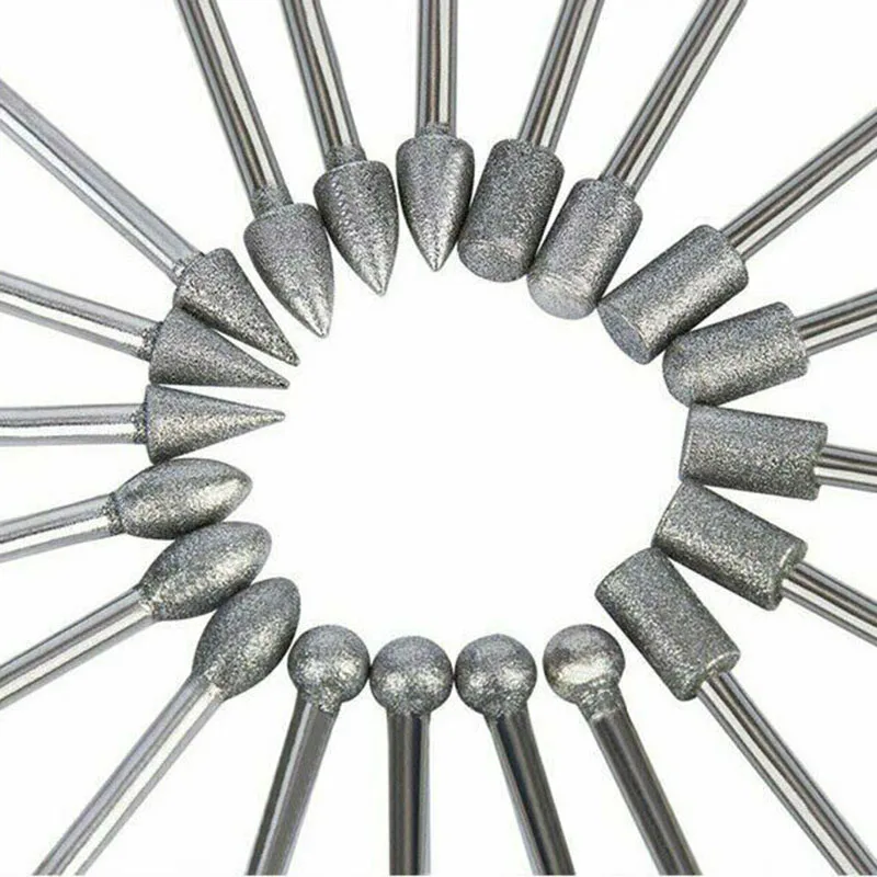 

20pcs Set Electroplated Diamond Grinding Burr Drill Bits Glass Engraving Equip