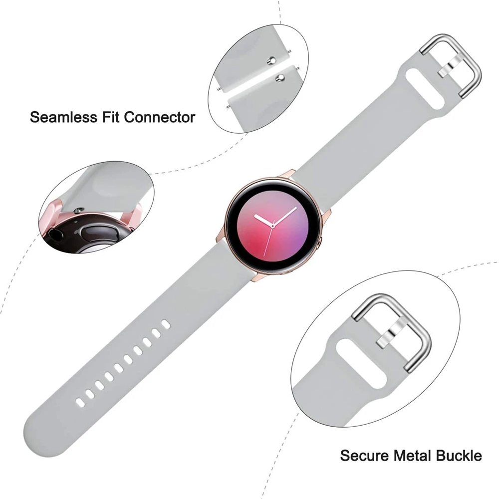 Ремешок силиконовый для samsung galaxy watch 3 45 мм 41 active 2 спортивный браслет amazfit bip gts gtr