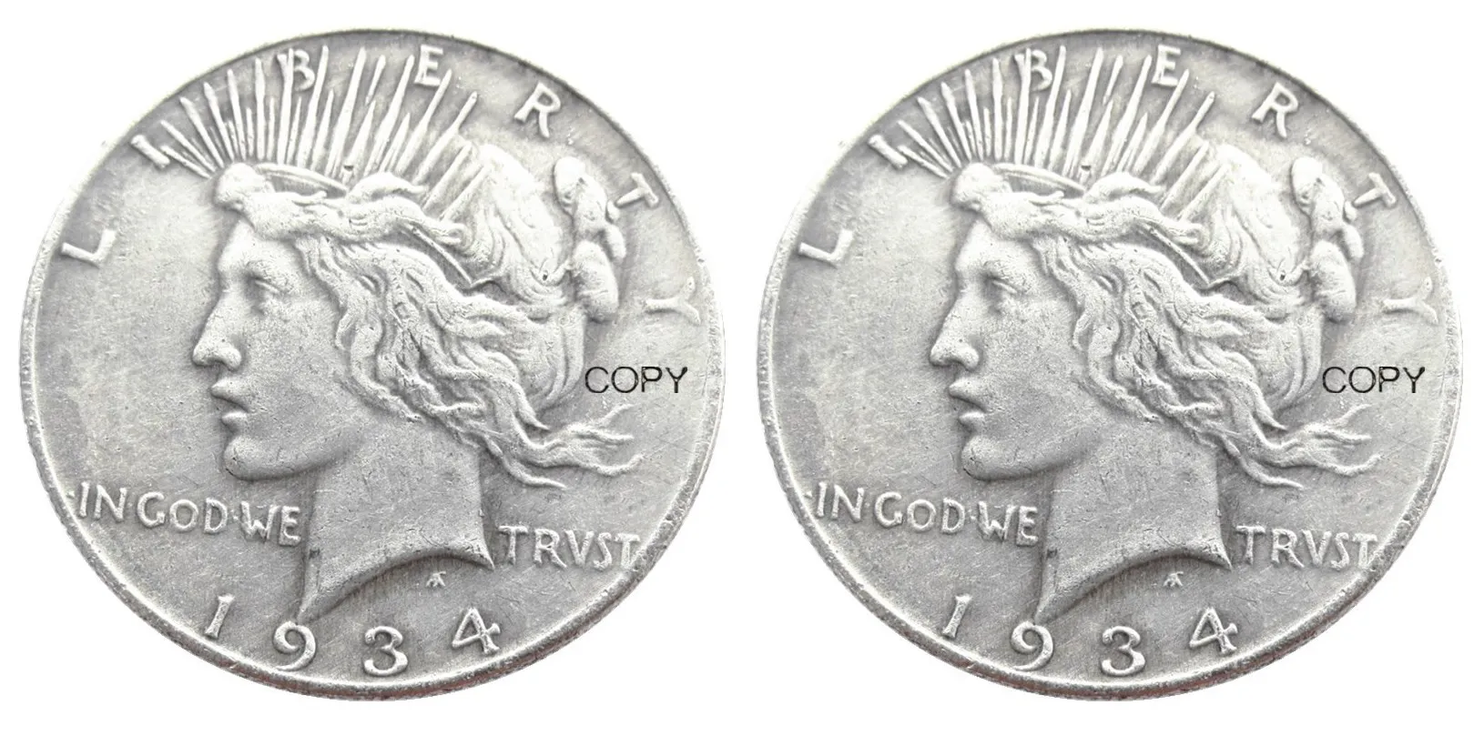 США 1934/1934 два лица мира доллар Посеребренная КОПИЯ монета | Дом и сад