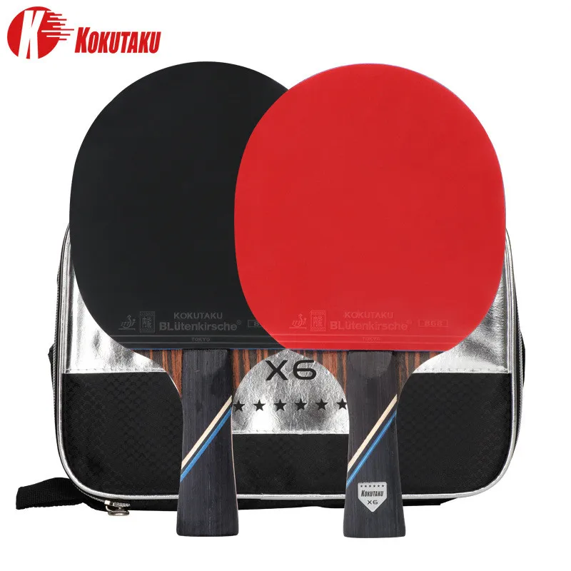 

Профессиональная ракетка для пинг-понга KOKUTAKU ITTF, комплект двусторонних ракеток для настольного тенниса из Эбенового углеродного волокна, ...