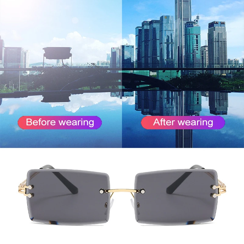 

2 @ # Uv400 Солнцезащитные очки, автомобильные очки, модные женские очки с режущими линзами, без оправы, 13 цветов