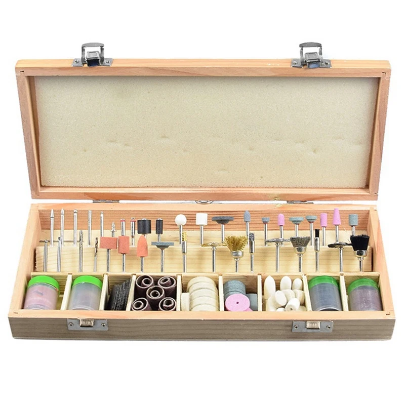

228-Pieces Rotary Tool Accessories Kit Grinding Polishing Shank Craft Bits in Wooden Box Supplies