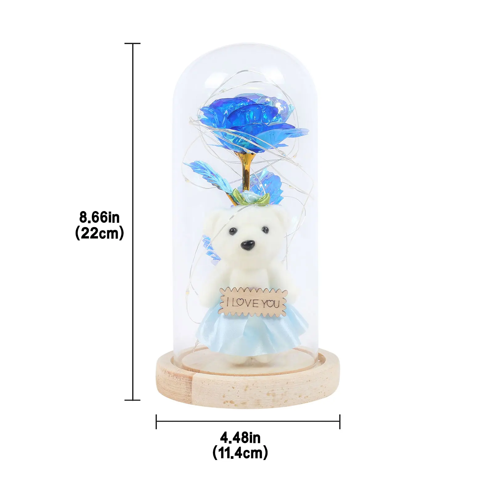 

Bear LED Night Light In Glass Cover Valentine's Day New Year Gift For Girlfriends Decorative Lamp Romantic Home Party Ornaments