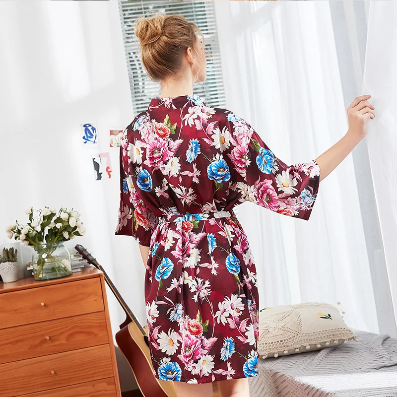 

Pajamas Womens Robes Sleepwear Robes for Women Pajamas Nightgown Plus Size Women Pj Lounge Pink Robes Blue Wine Red Floral