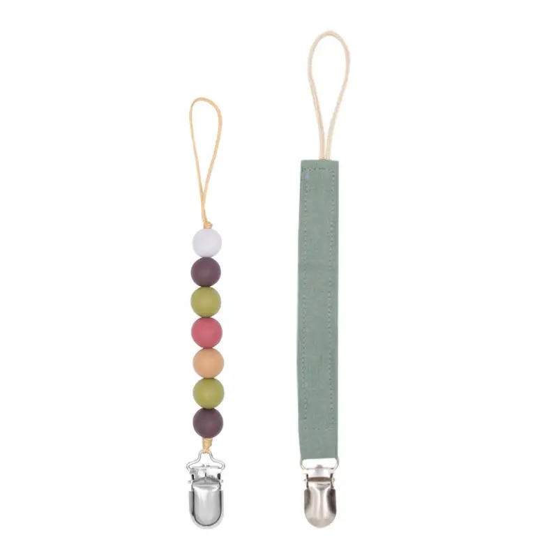 

2 Pack Dummy Clips Baby Pacifier Chain Silicone Teething Relief Toys Soothie 19QF