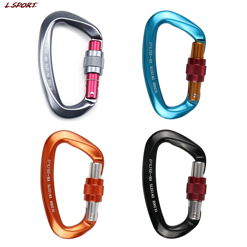 

Hot 4pcs/set 25kN D-Shape Carabiner Climbing Security Safety Buckle Screw Gates