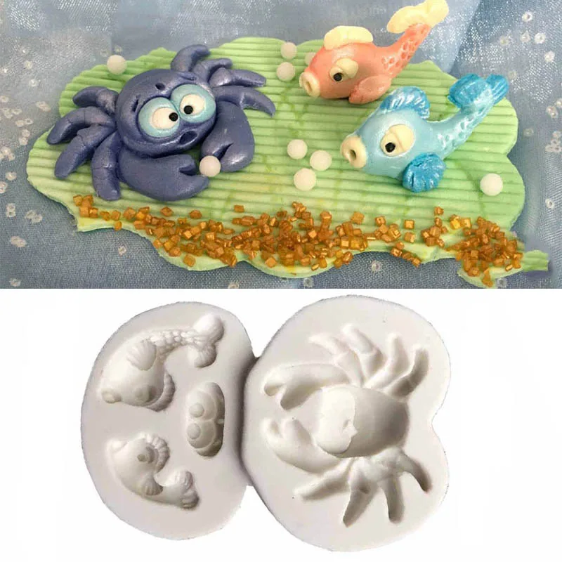 3D мультяшная форма в виде рыбы-краба пищевой класс искусственная морская серия