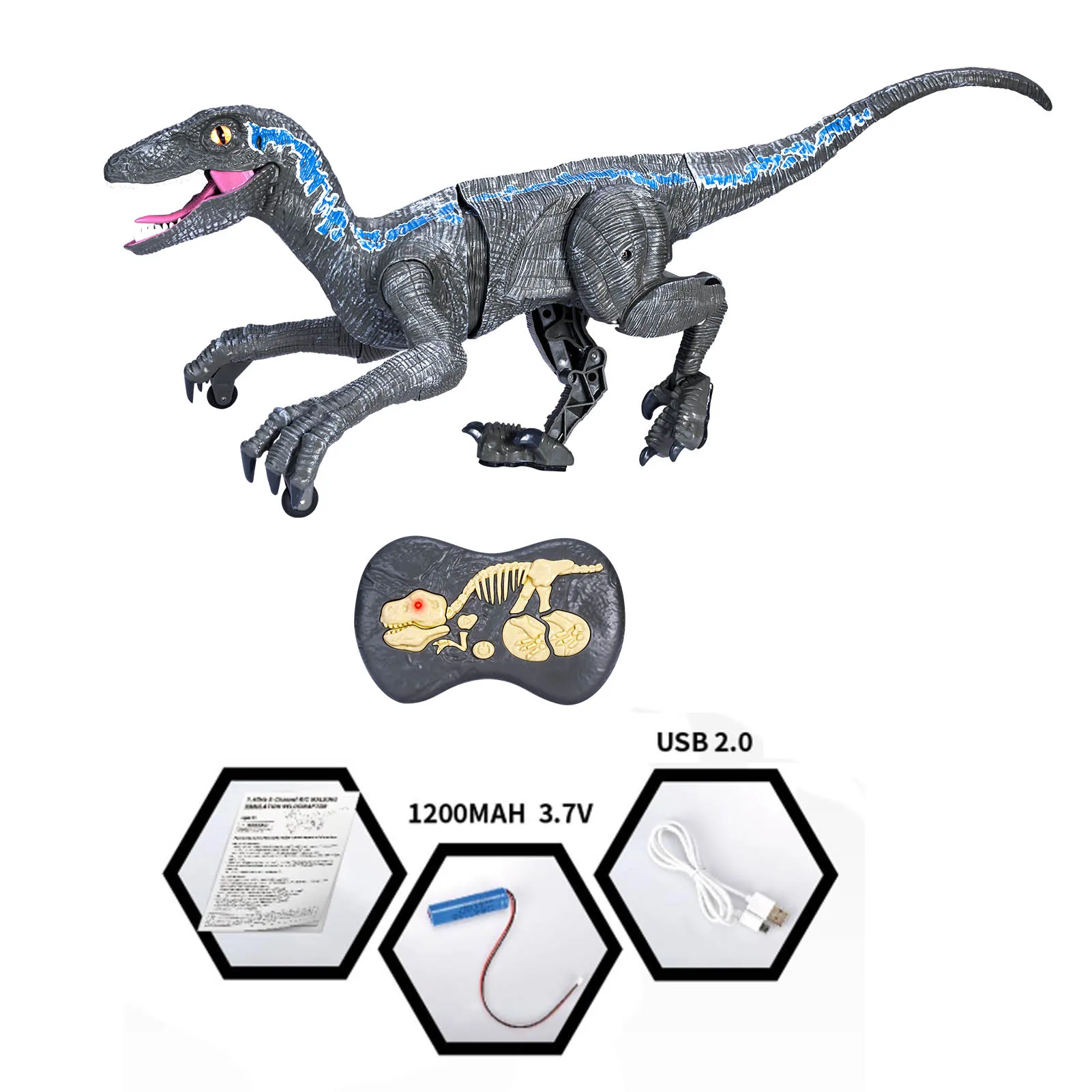 

2.4G RC Dinosaur Toy with Light Sound RC Robot Toy for Kids 3+