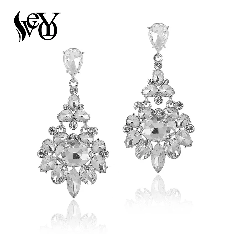 Винтажные белые серьги подвески с кристаллами VEYO роскошные Висячие аксессуары