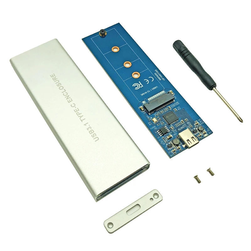 aluminum alloy usb3 1 to m 2 ssd nvme hdd enclosure ngff pcie to type c connector hard disk drive case jms583 box for desktop pc free global shipping