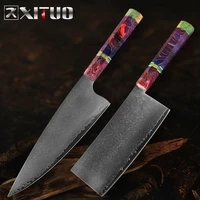 xituo chef knife damascus steel professional kitchen knife set sharp cleaver slicing utility stable wood handle with knife cover