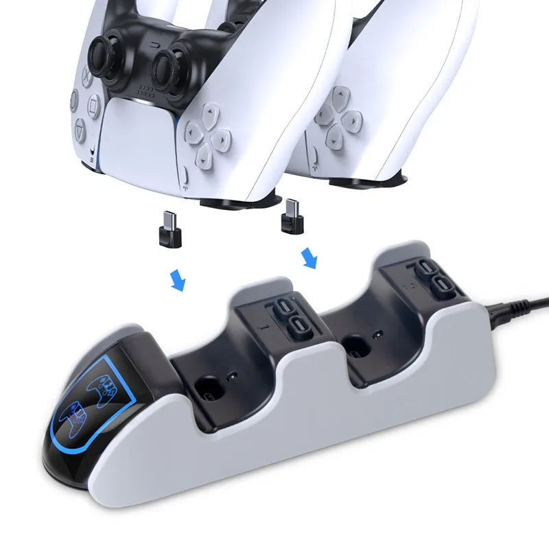 

Controller Charger Dual Charger Station for PS5 Wireless Gamepad Joystick Charging Dock Type-C Charger