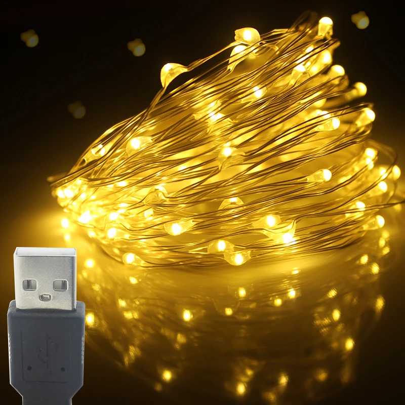 

USB 2M 5M 10M Outdoor 3AA Battery LED String lights Holiday New Year Fairy Garland For Christmas Tree Wedding Party Decoration
