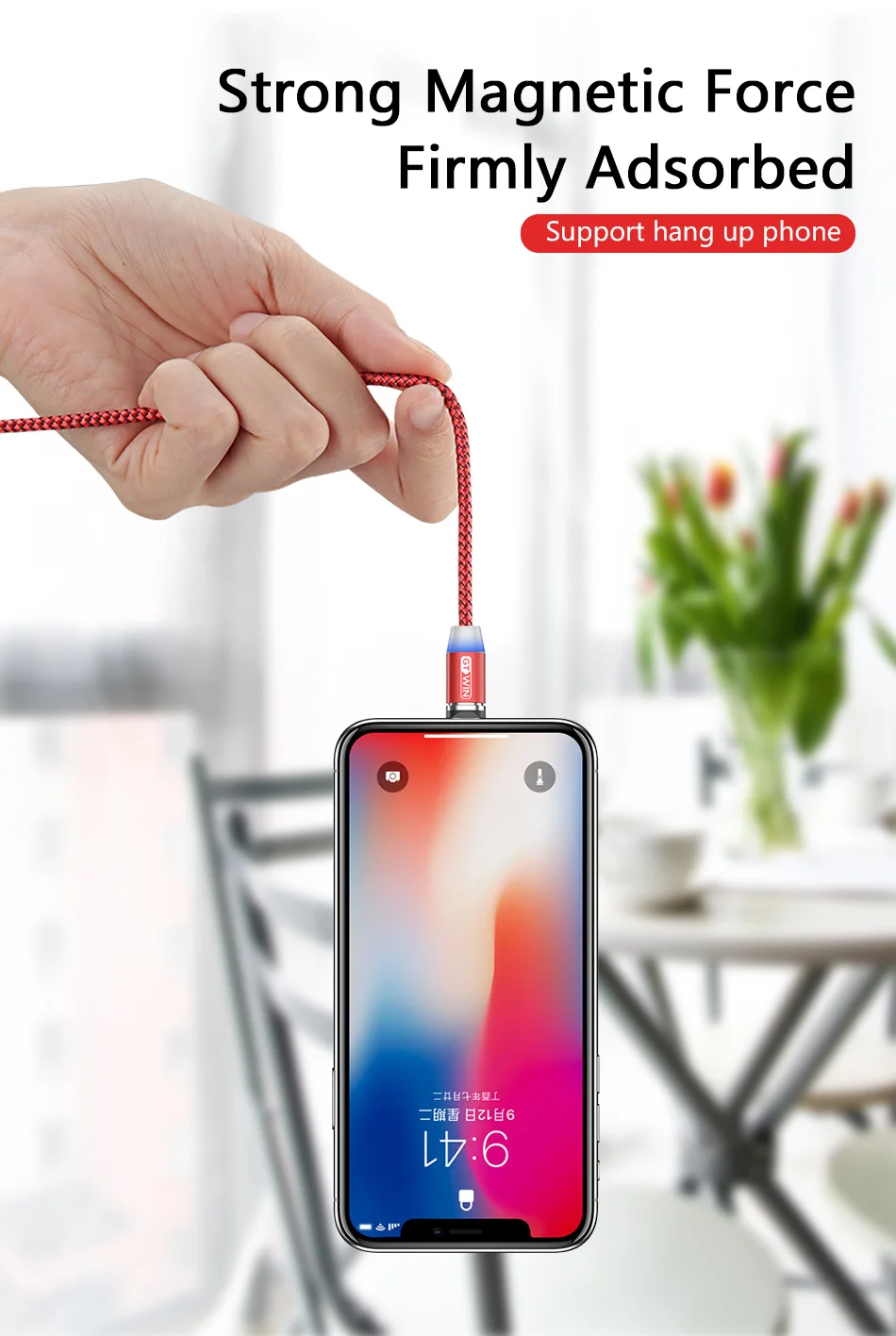 Магнитный Micro USB кабель GTWIN 2 м/3 м для iPhone xr Android, быстрая зарядка, Магнитный адаптер usb type C