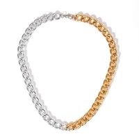 new personality clavicle chain creative thick gold and silver stitching necklace