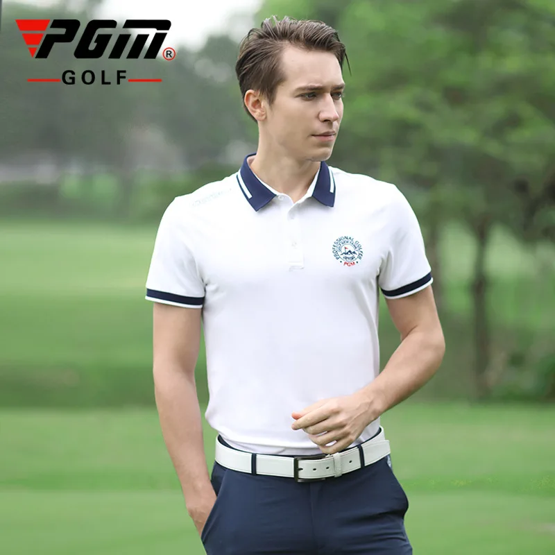 Футболка PGM мужская с вышивкой хлопковая дышащая быстросохнущая рубашка для