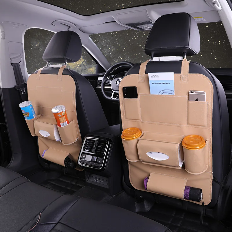 

1PC PU Leather Car Seat Back Storage Hang Bag Multi-functional Ipad Mini Holder Universal Back Seat Organizer for Kids Storage