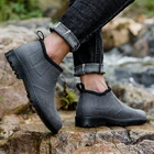 Ботинки мужские резиновые, теплые Нескользящие, из шерсти и хлопка, низкие берцы, для рыбалки, зимняя обувь