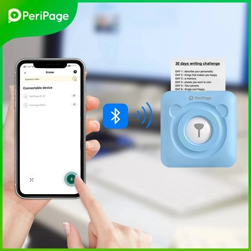 Портативный мини-принтер PeriPage A6 304 точек/дюйм высокое разрешение Bluetooth