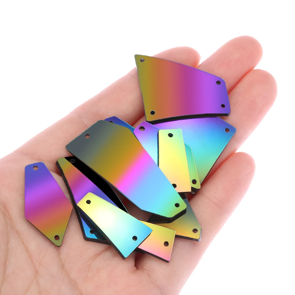 10 шт. многоцветные хрустальные зеркальные Стразы для пришивания Неправильной