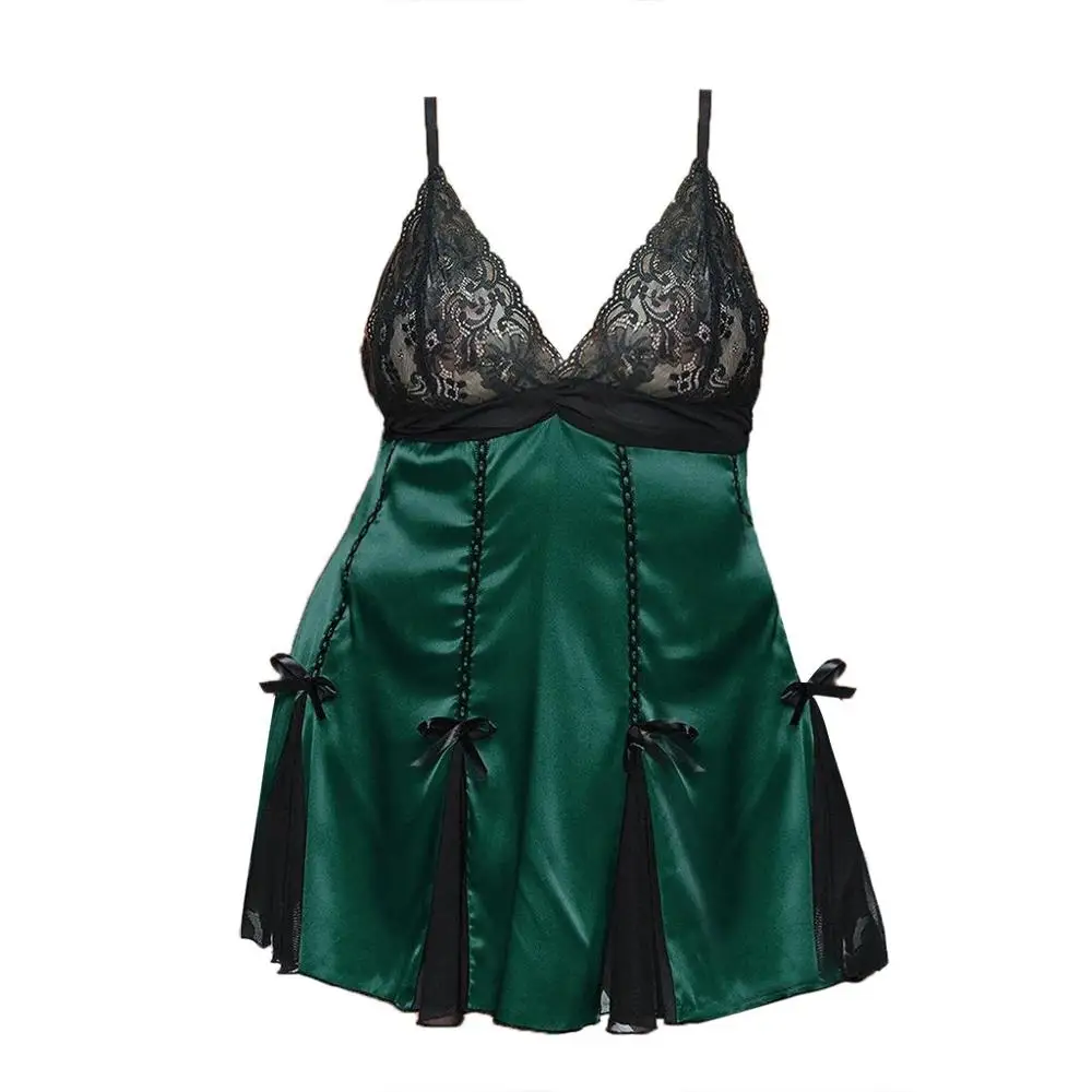 Женская ночная рубашка пикантная кружевная без рукавов с открытой спиной на