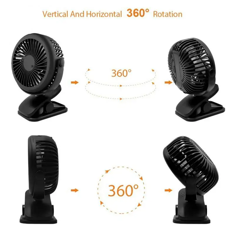 Портативный вращающийся на 360 градусов вентилятор с зажимом аккумуляторе стол USB