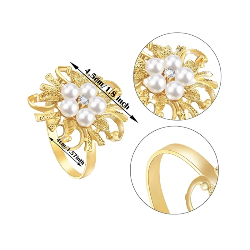 6 шт./лот кольцо для салфеток из бисера и жемчуга металлический держатель