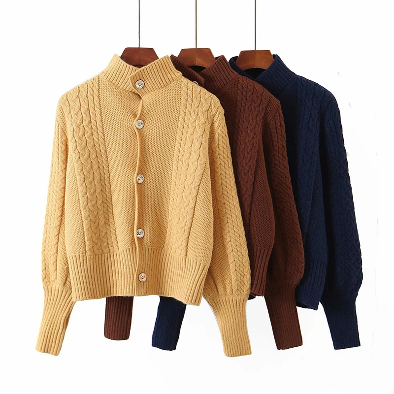 

Женский трикотажный свитер-водолазка ZA, однобортный Облегающий мягкий кардиган для осени, 3 цвета, 2020