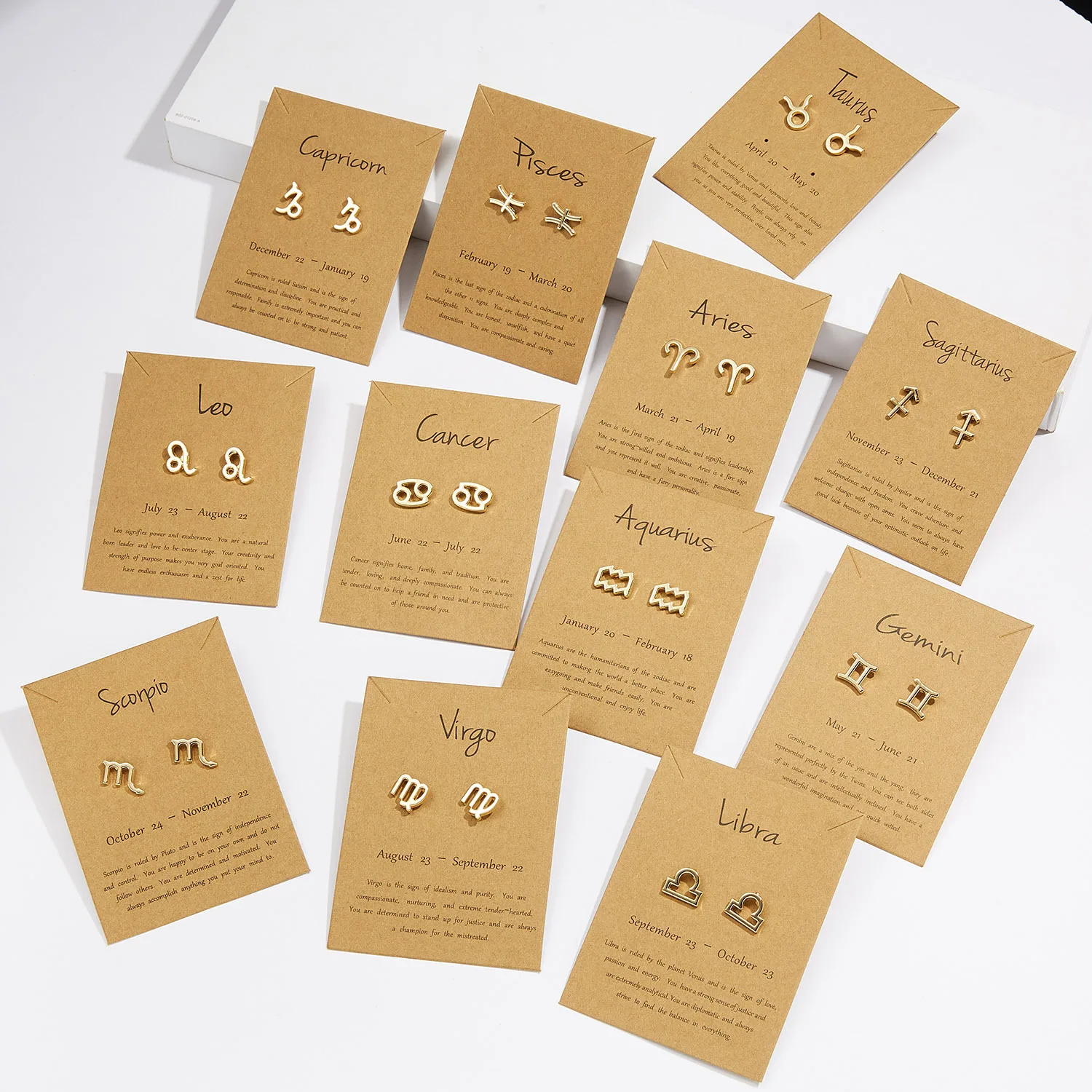 

2021 latest fashion trend symbol version twelve constellation paper card earrings fashion wild constellation earrings