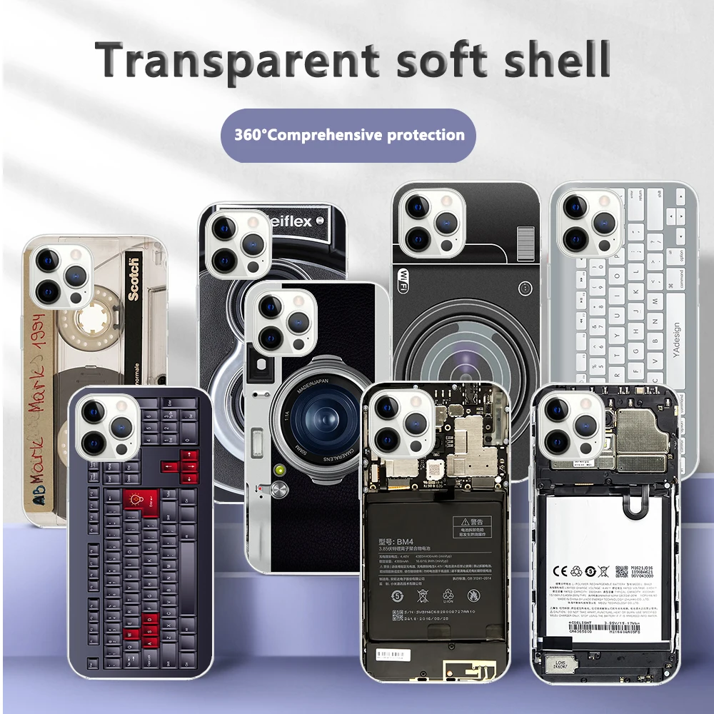

Luxury Original Lens Keyboard Case For iPhone 13 12 11 Pro Max XS Max XR X 7 8 6 Plus 5 5S SE 2020 12 Mini Soft TPU Clear Cover